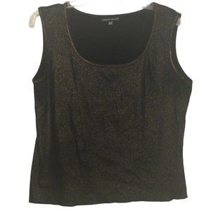 Carolyn Taylor Black Knit Tank w/ Gold Metallic Thread Size XL